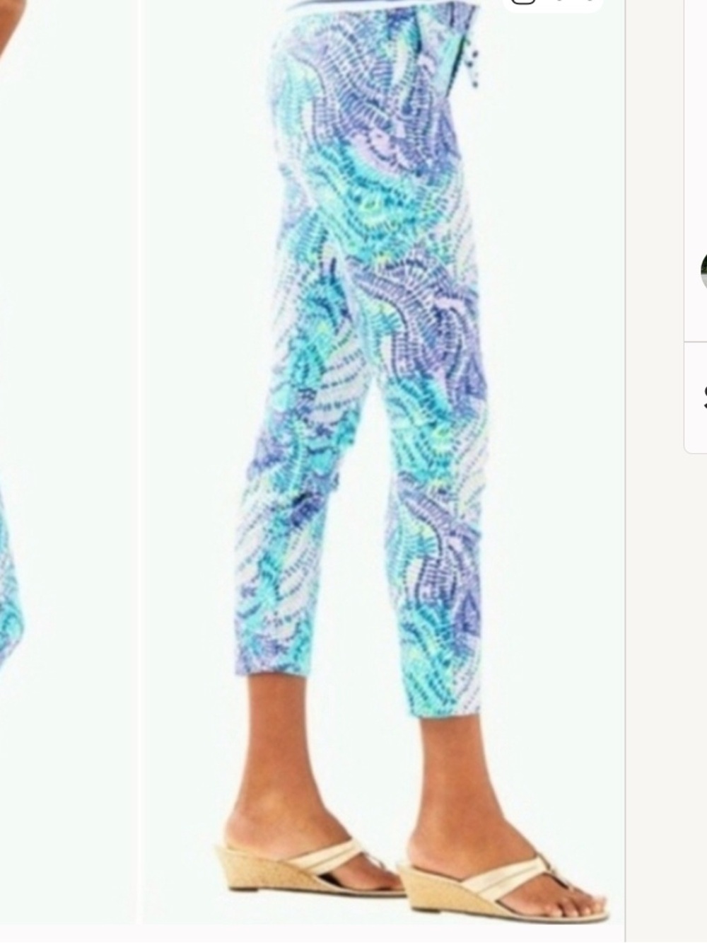 Lilly Pulitzer Shana Stretch Cropped Pants Blue Currant Fantasea